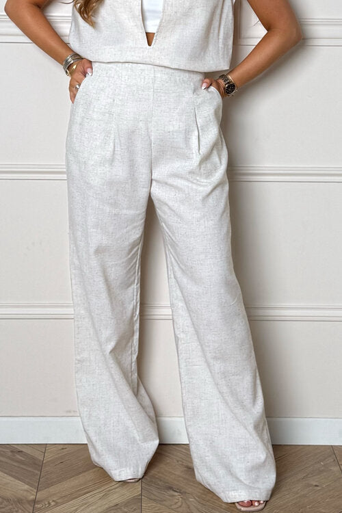 Pantalon en Lin à Pinces + Poches