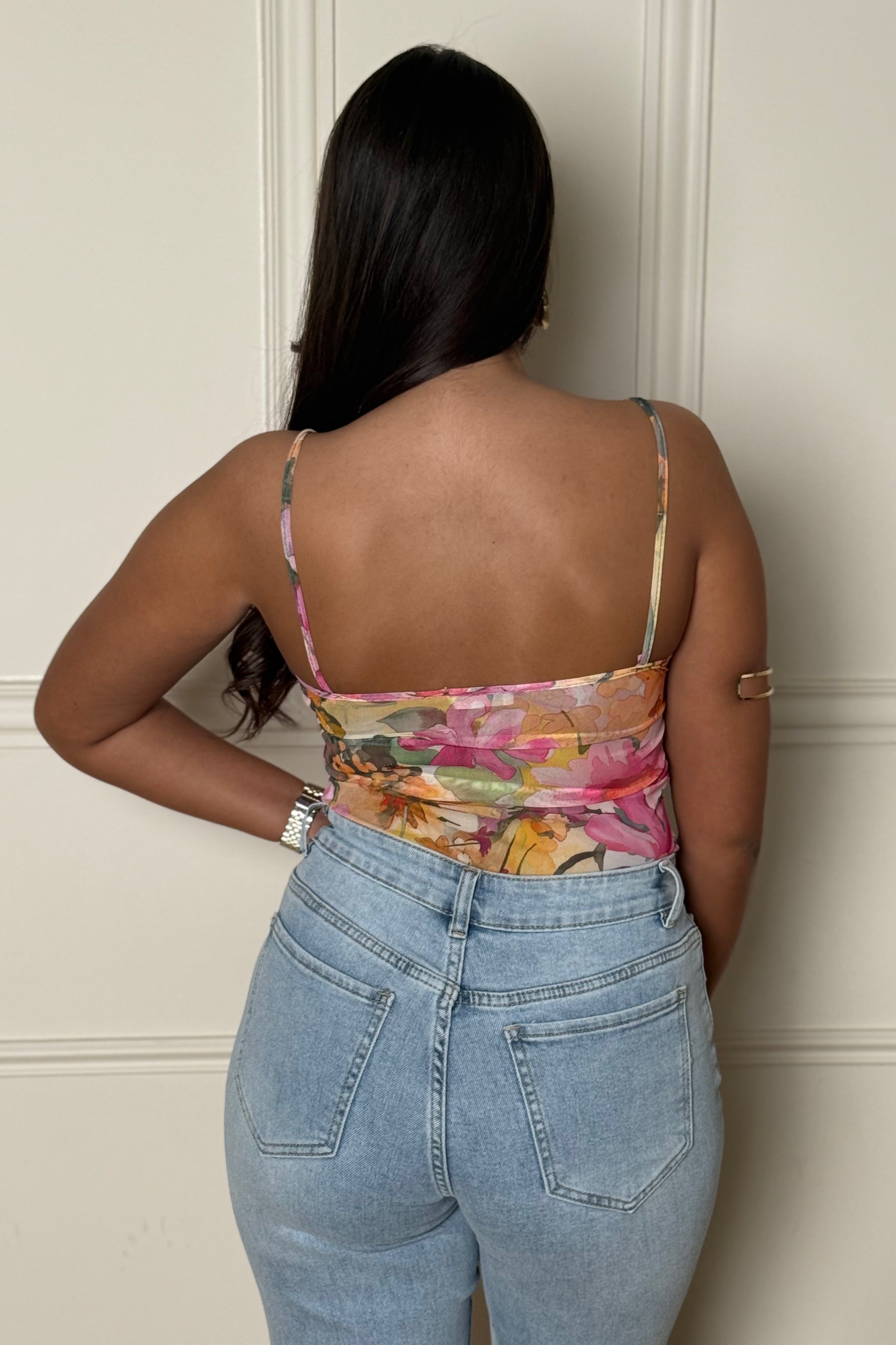 Body Femme Tulle Imprimé Fleurs Délicat - Style Romantique Féminin