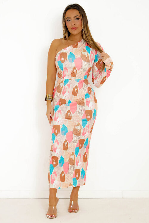 Robe Une Manche Imprimée