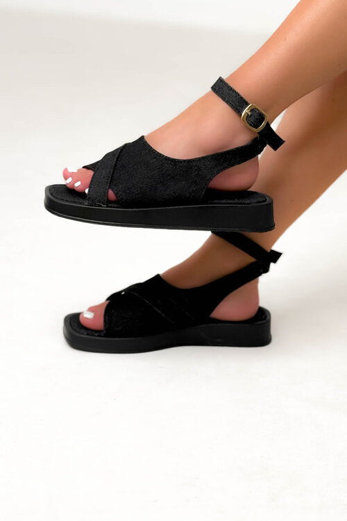 Sandales Denim Croisée