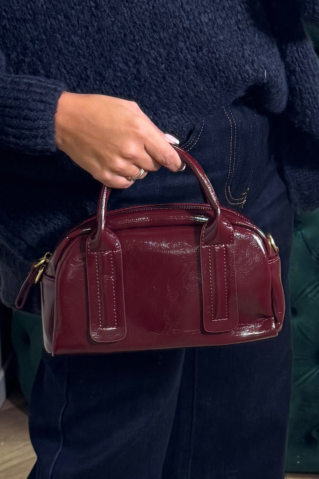 Sac à Main Simili Cuir Brillant Premium - Élégance Moderne Femme