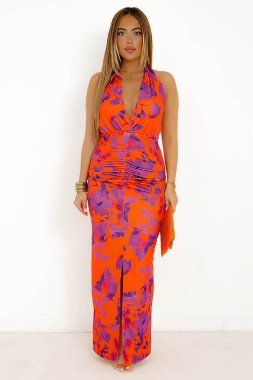 Robe Fleurie Encolure Nouée Femme