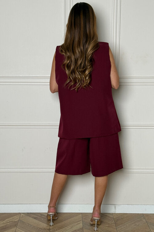 Bermuda taille haute femme ensemble coordonné style moderne