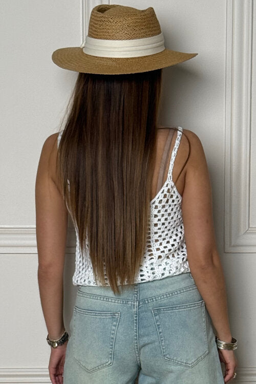 Débardeur Cropped Ajouré Femme