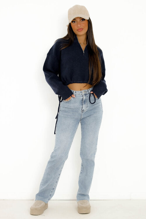 Pull Col Zip Côtés Laçage Femme