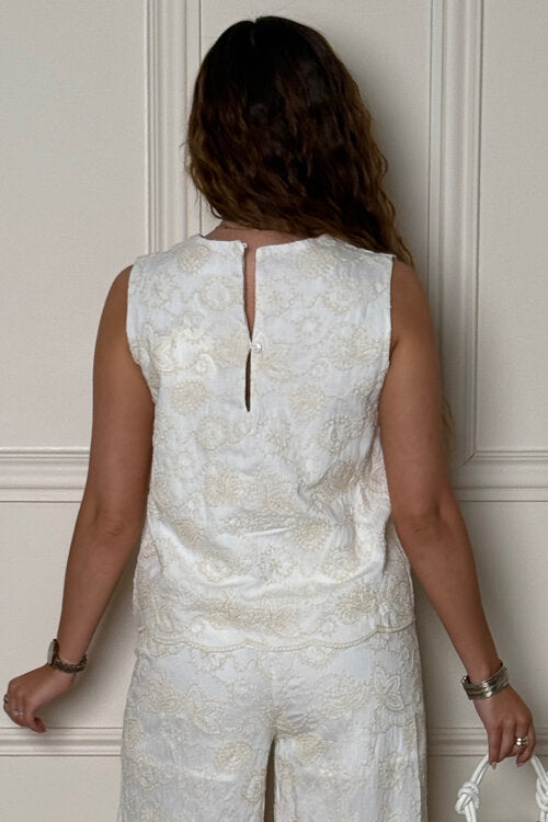 Top Col Rond Broderie