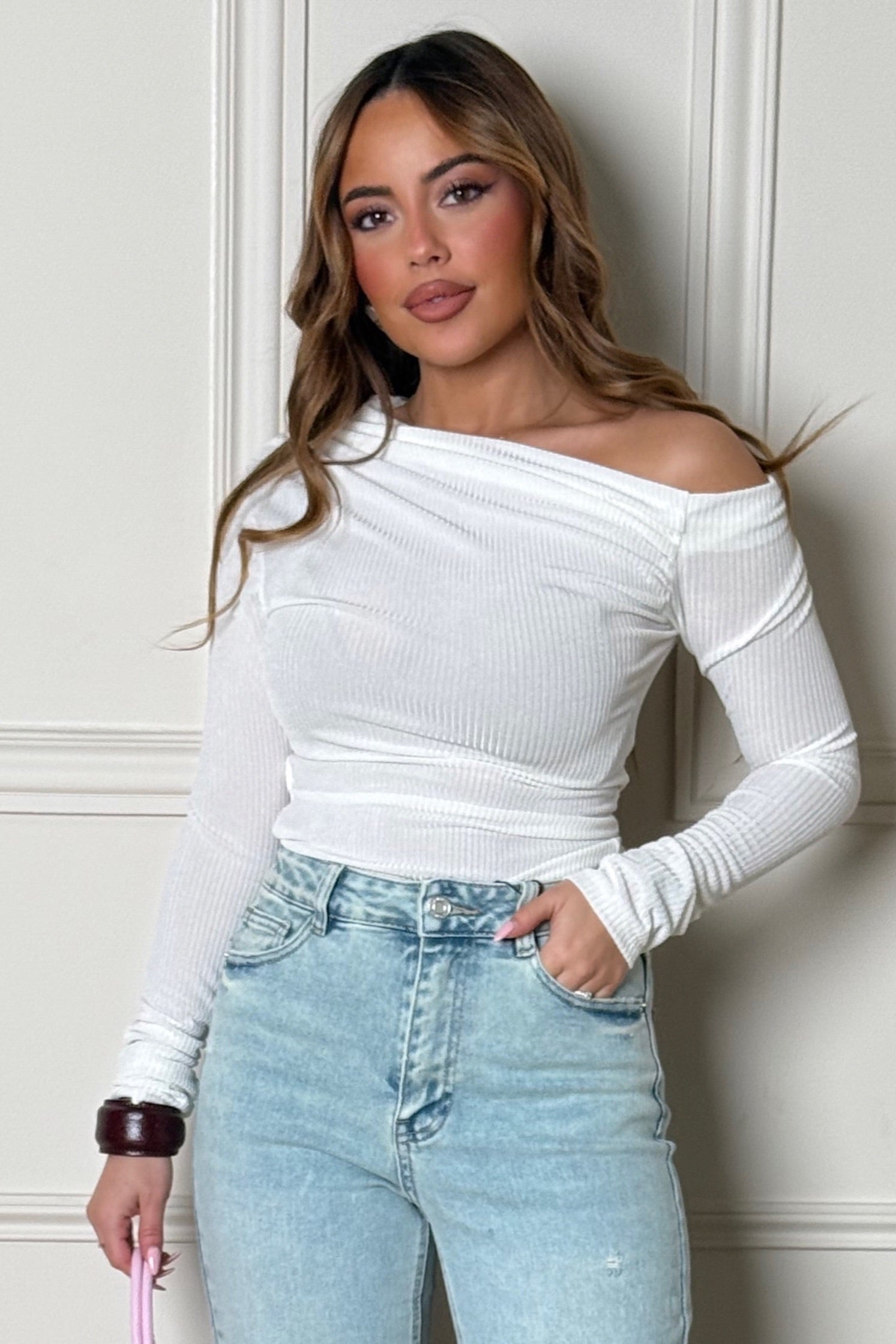 Top Asymétrique Côtelé Femme