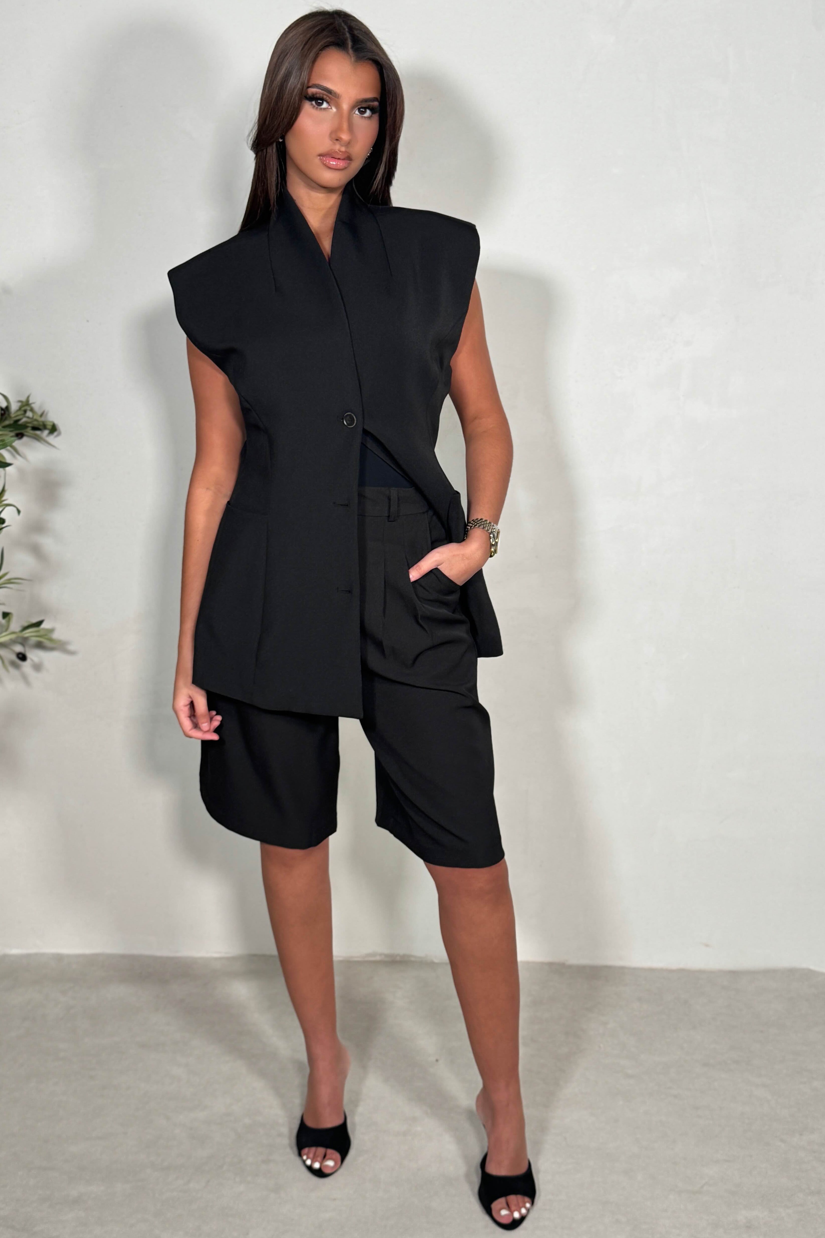 Bermuda à pinces avec poches femme