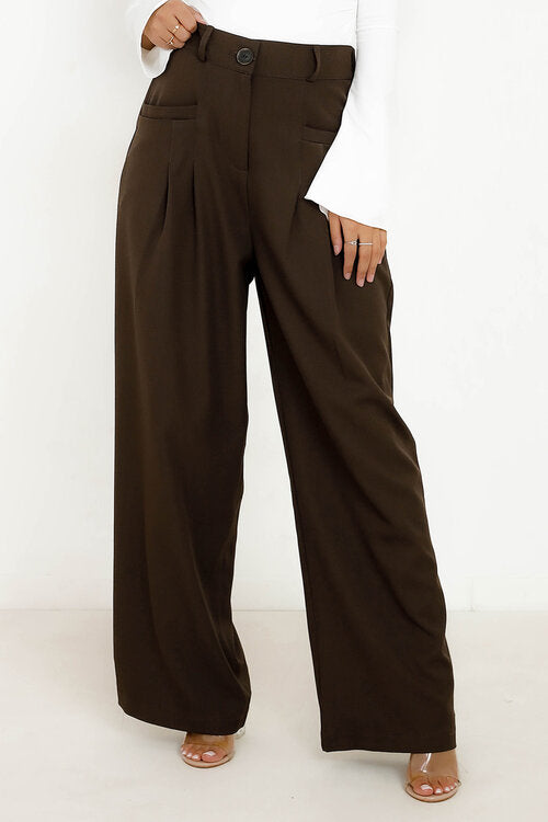 Pantalon à Pinces Poches Droites Femme