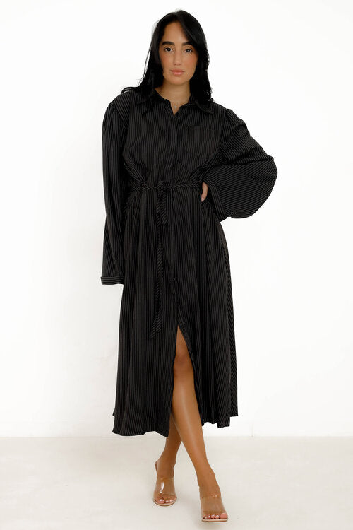 Robe Chemise Rayée + Laçage