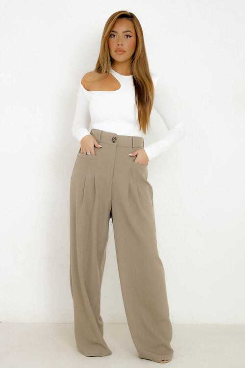 Pantalon à Pinces Poches Droites Femme