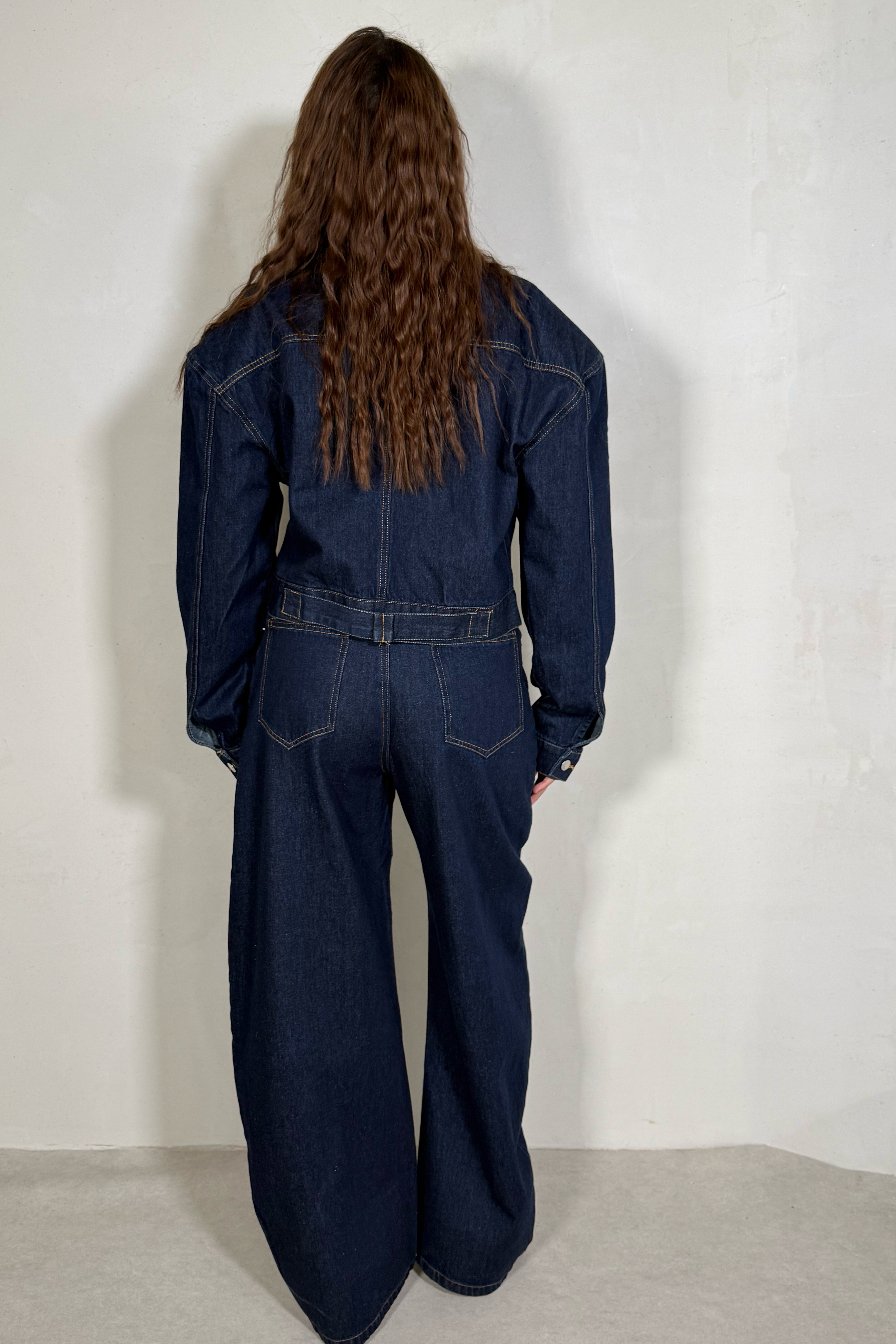 Ensemble denim veste et jeans ballon femme