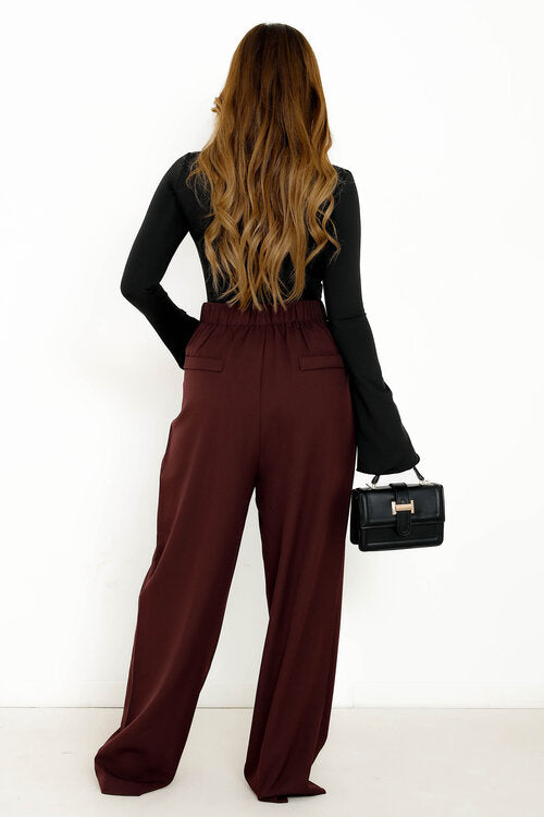 Pantalon à Pinces Poches Droites Femme