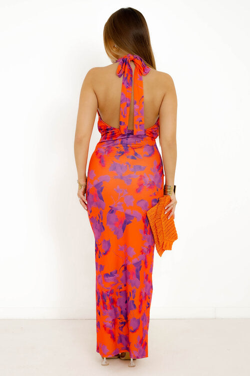 Robe Fleurie Encolure Nouée Femme