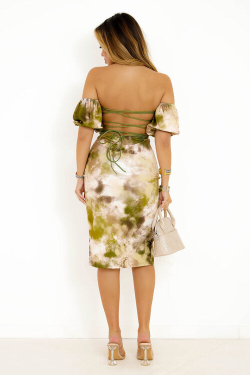 Robe Bustier Imprimée Fendue