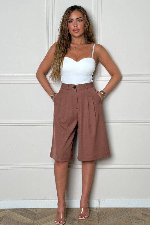 Bermuda à Pinces + Poches Femme