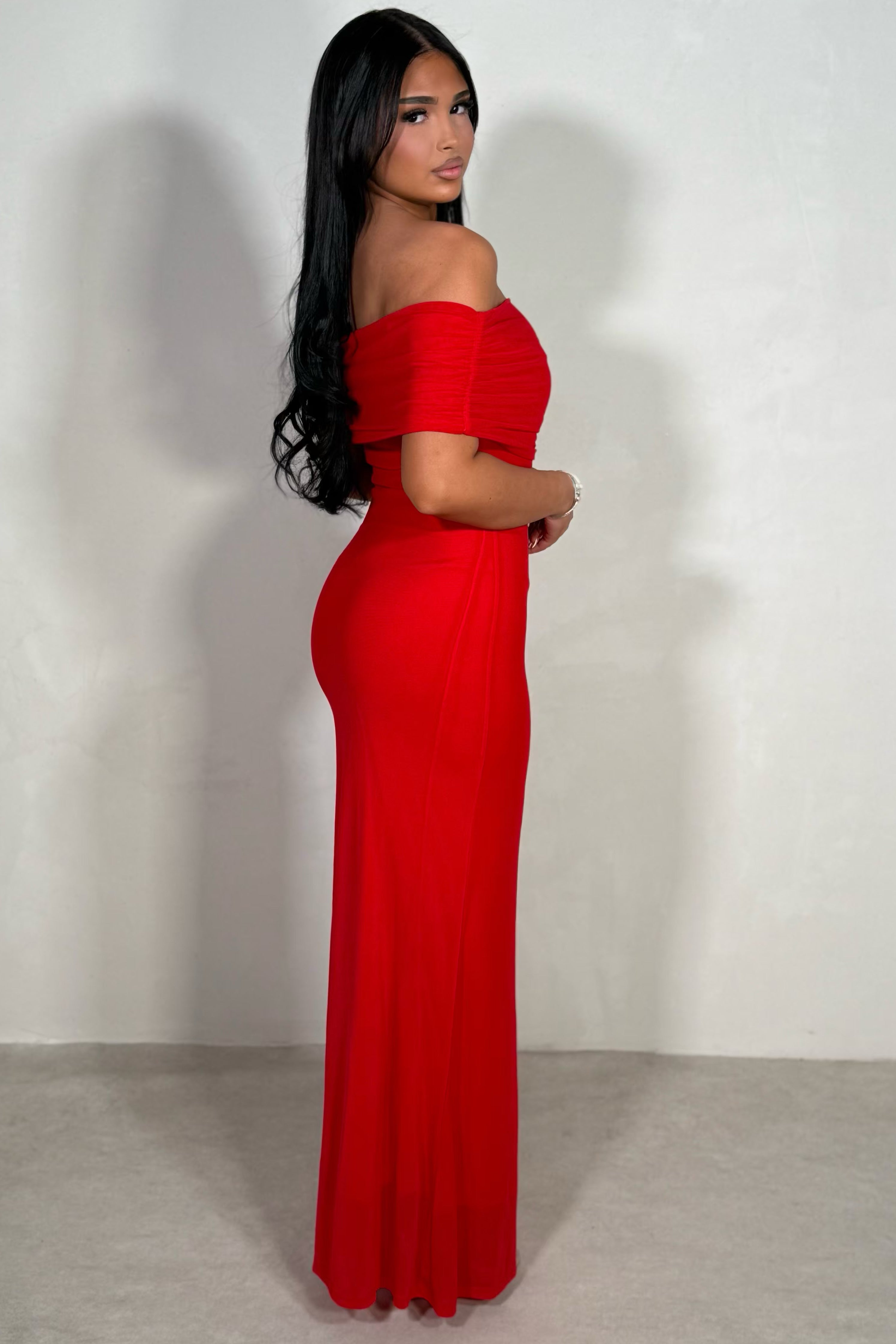 Robe Longue Soirée Épaules Dénudées Femme – Élégante & Gainante