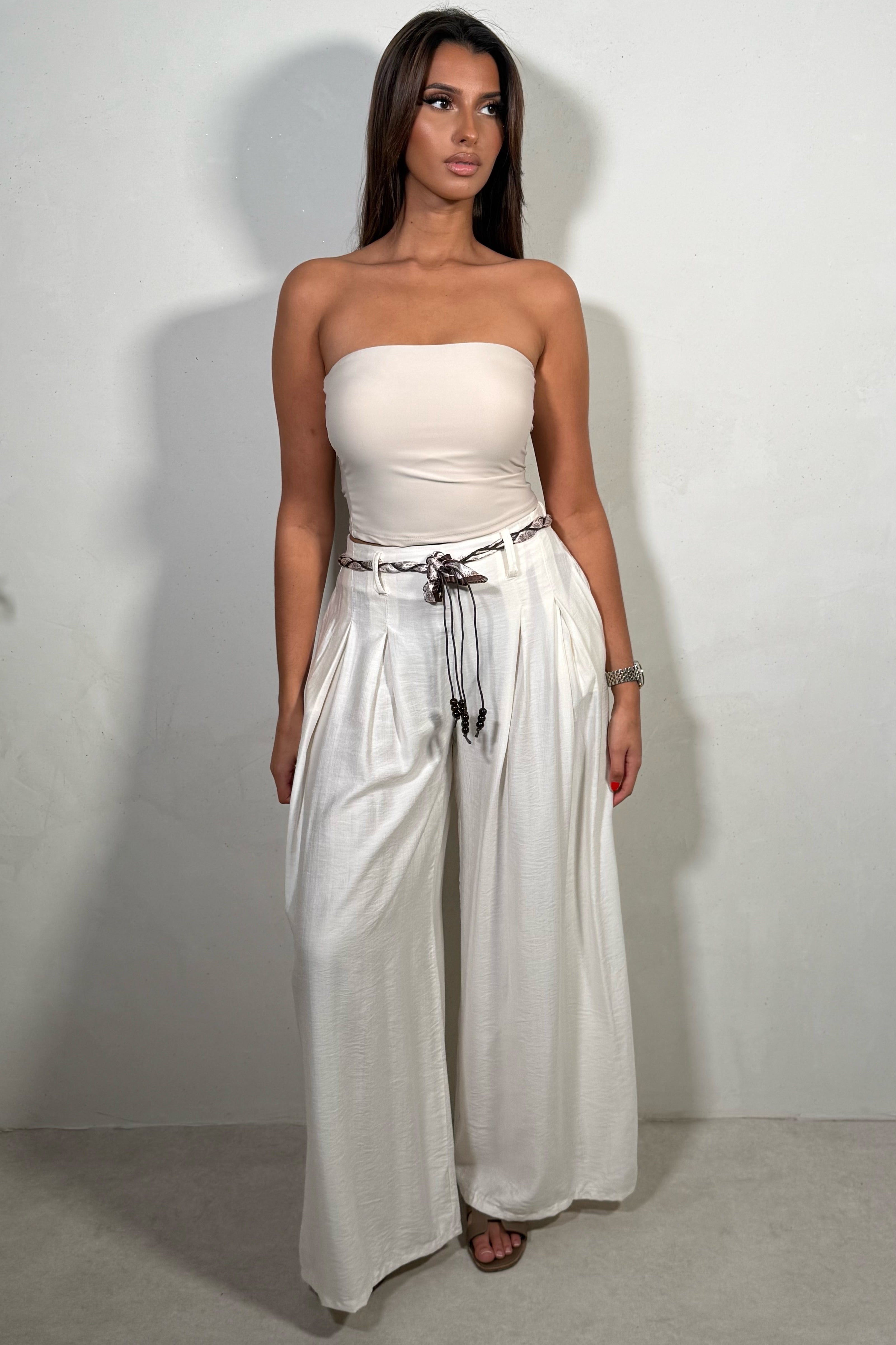 Pantalon Large Fluide Femme avec Ceinture - Style Bohème