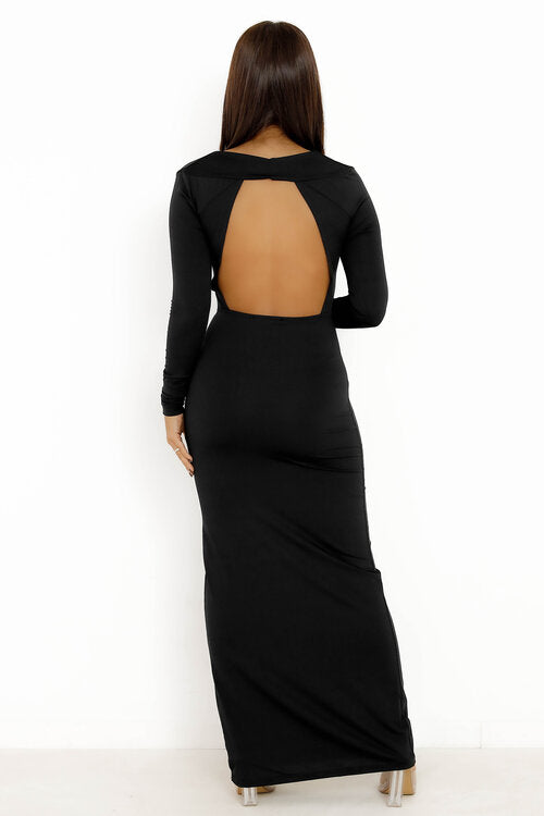 Robe sophistiquée col drapé dos ouvert occasions spéciales - Blooshop

