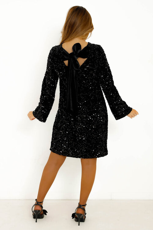 Robe à Sequins Dos Noué Femme