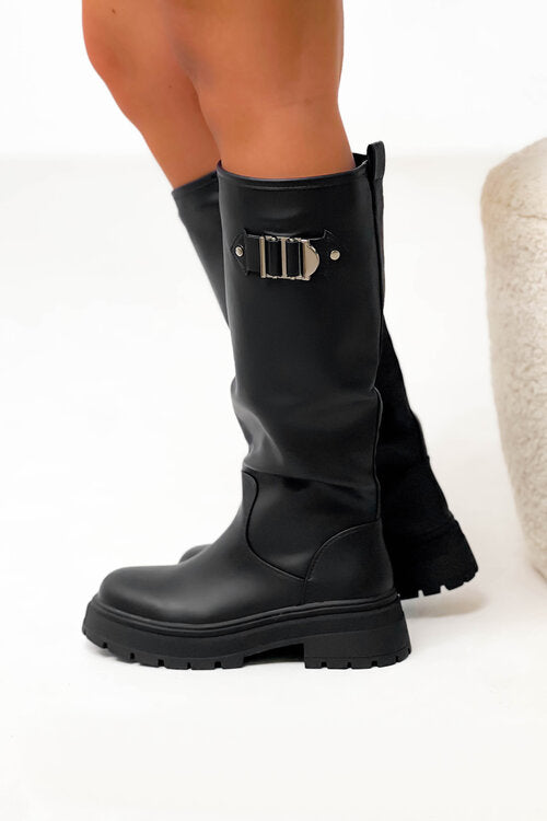 Bottes femme à bout rond avec boucle - Vue de profil élégante - BLOOSHOP
