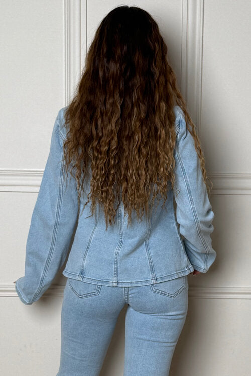 Veste Denim Boutonnée Asymétrique