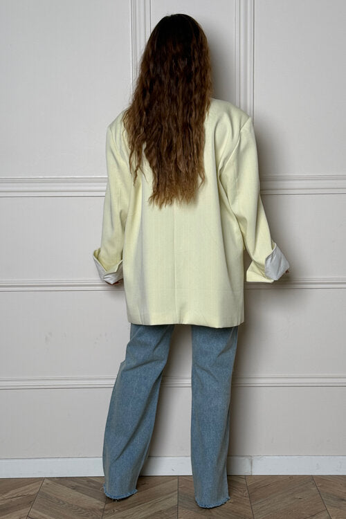 Blazer Oversize Rayé à Revers