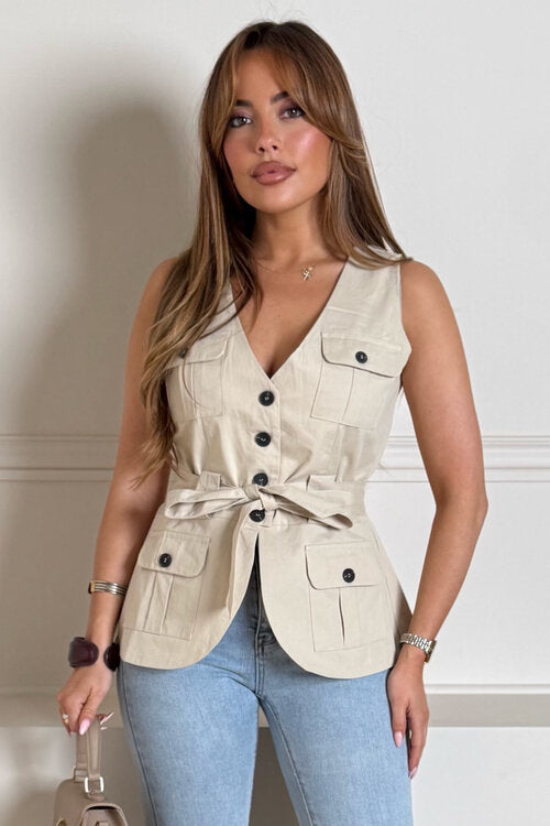 Veste Cargo sans Manches Femme