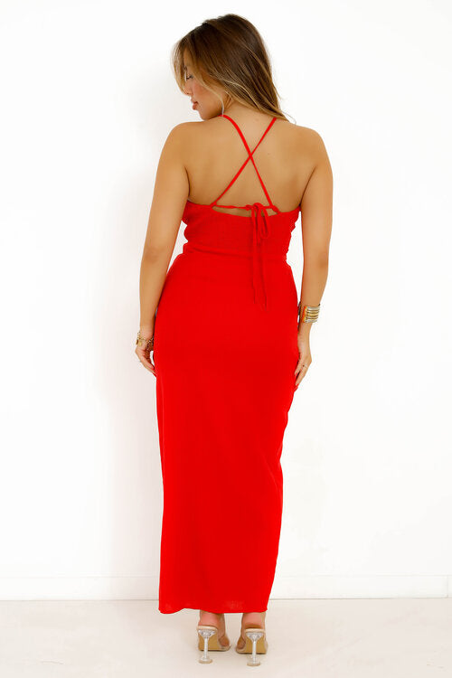 Robe en Lin Décolleté Noué