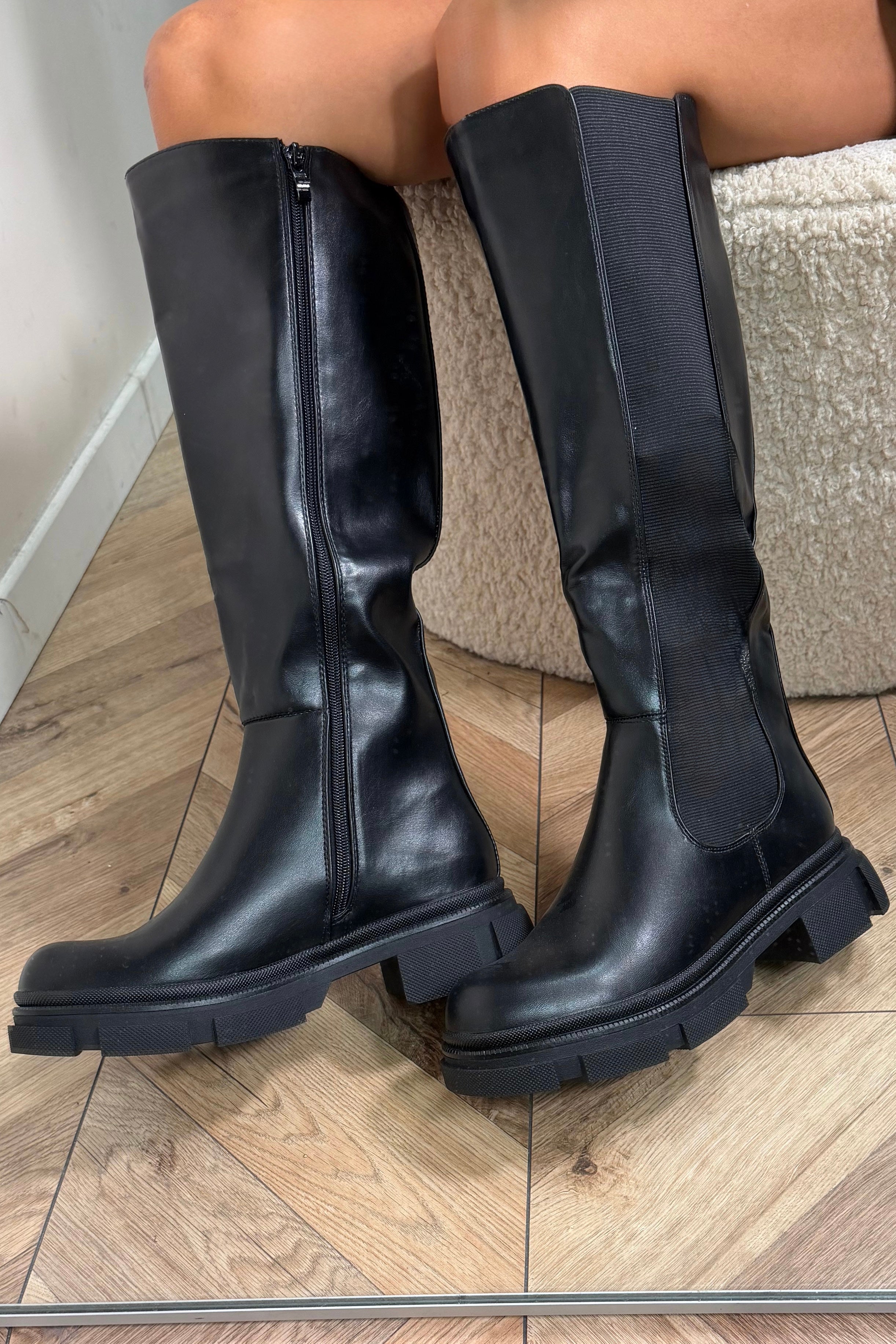 Bottes Femme Elastique Noir