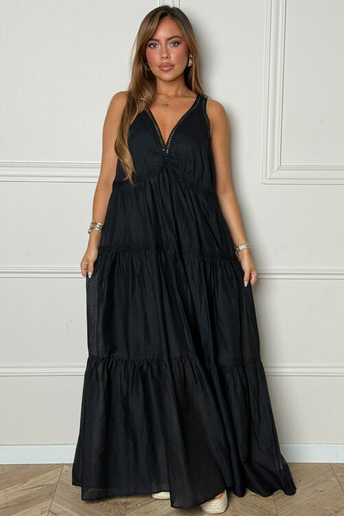 Robe Longue Bohème Col V Femme