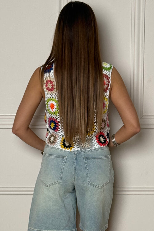 Top Crochets à Fleurs Femme