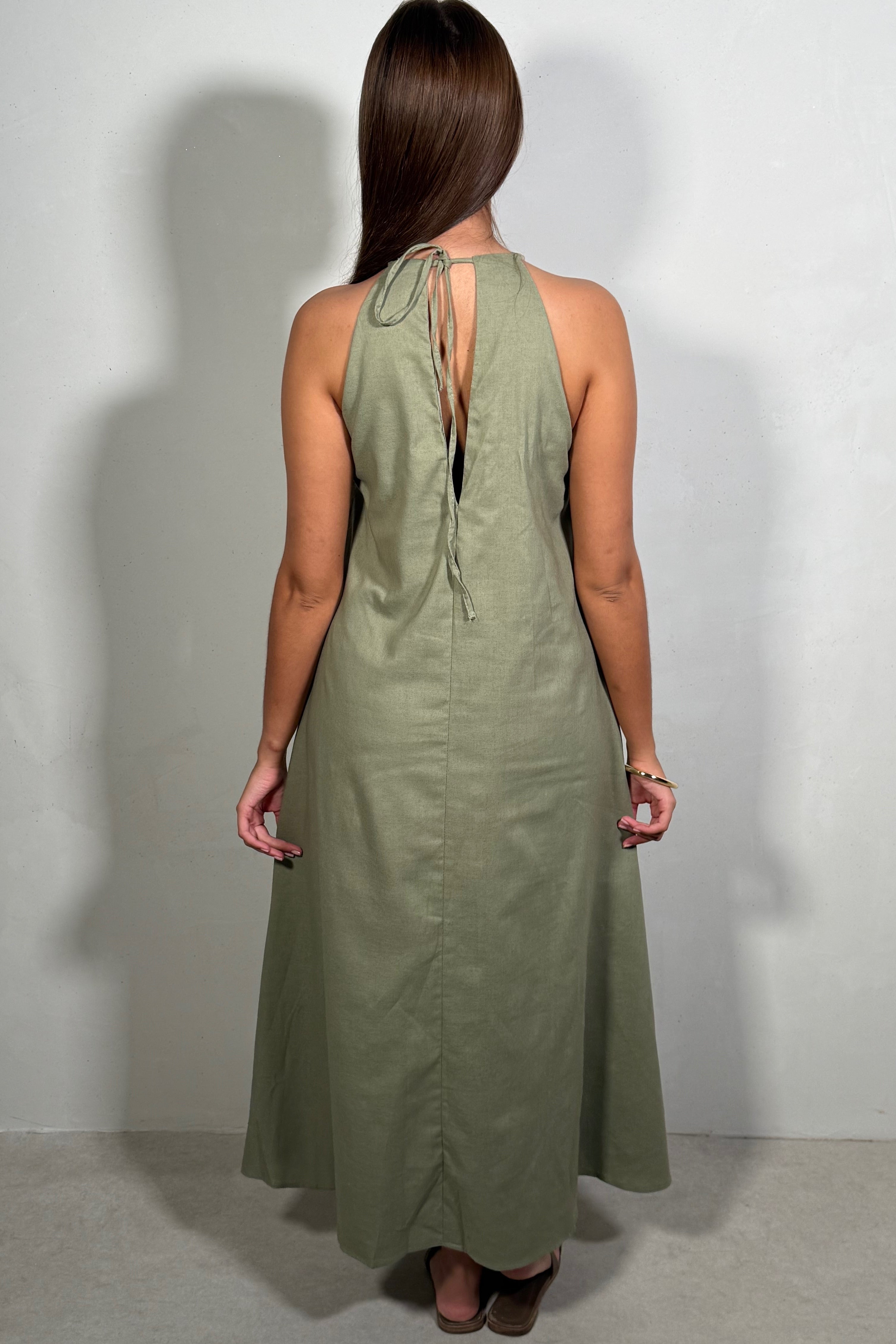 Robe Femme Longue Avec Collier Perles Chic