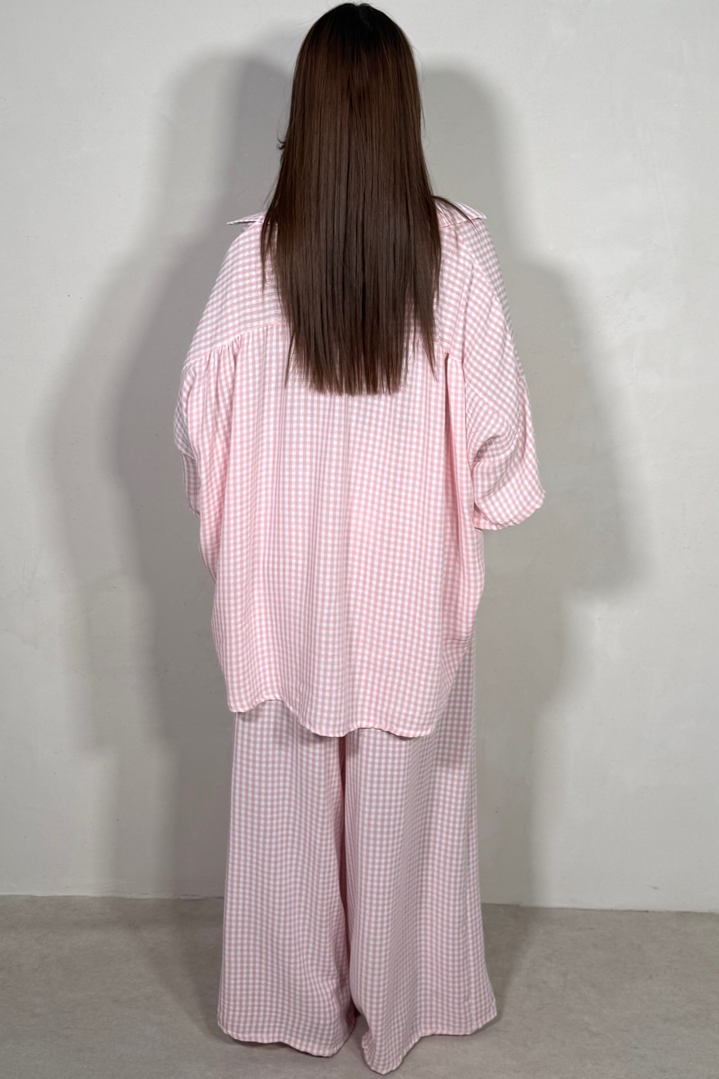 Ensemble Chemise & Pantalon Large Vichy Femme
