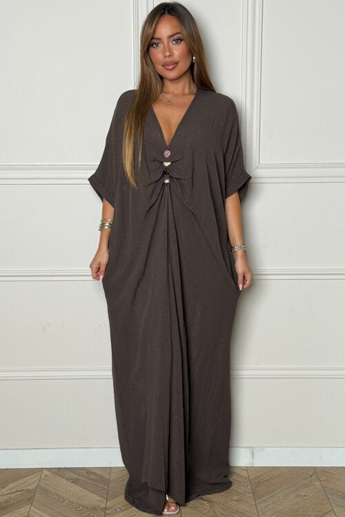 Robe Ample Col V + Pierres Femme