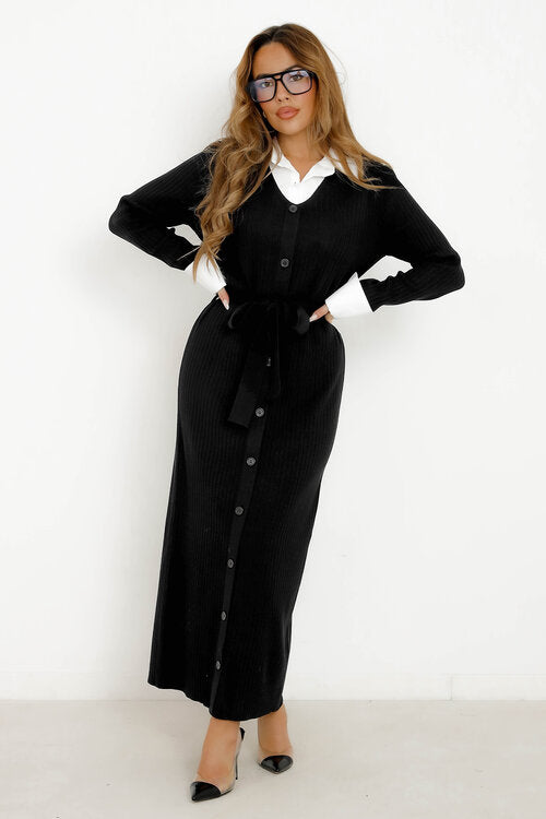 Robe Côtelée + Chemise Intégrée Femme