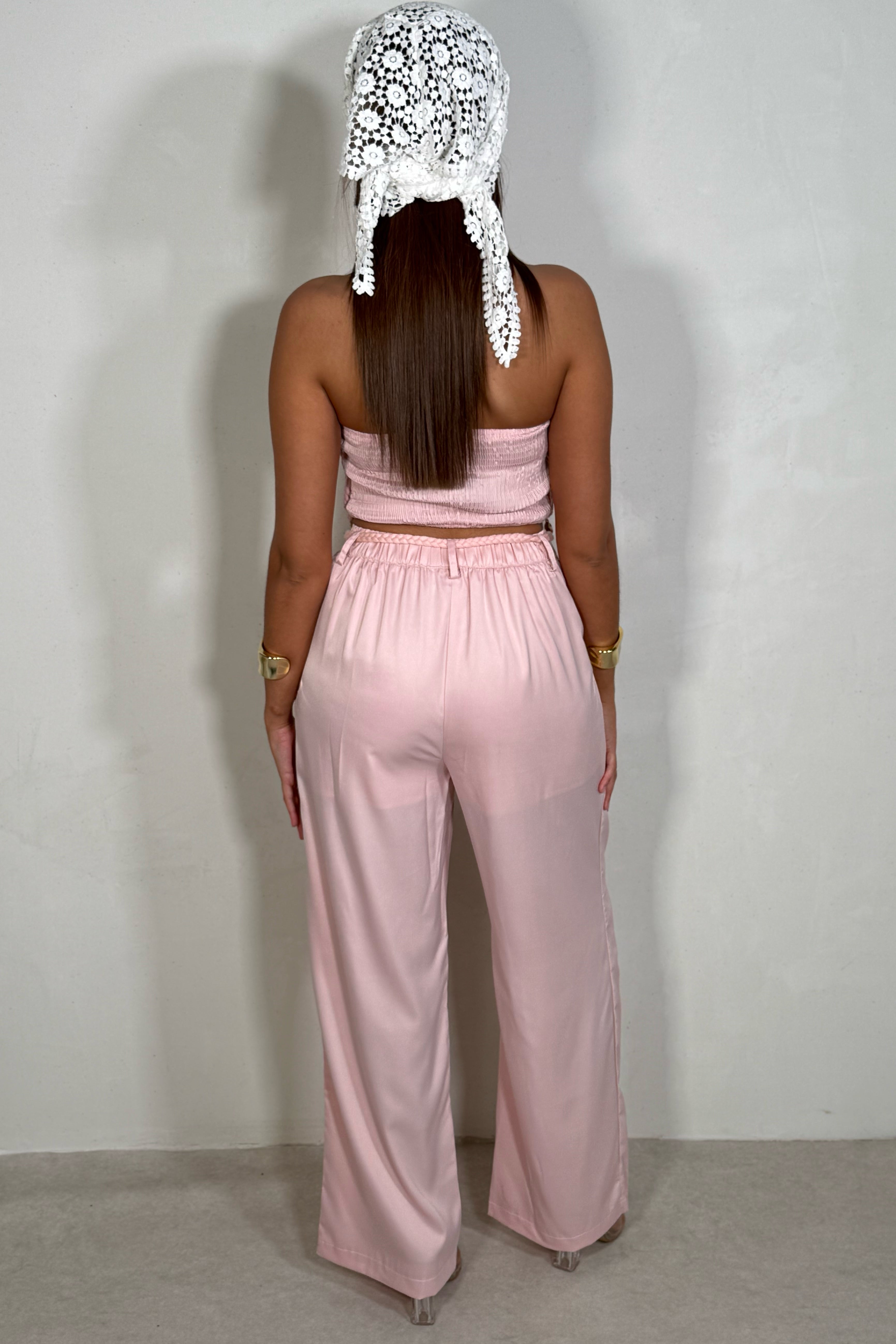 Ensemble Bustier Coquillage & Pantalon Satin — Tenue de Soirée Chic