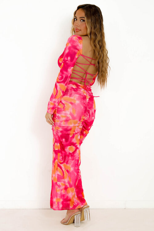 Robe Manches Longues Imprimée