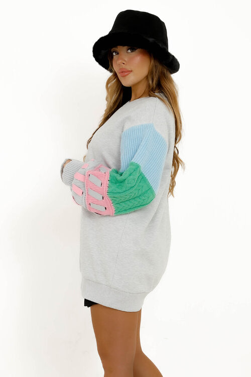 Sweat Manches Maille Colorée Femme