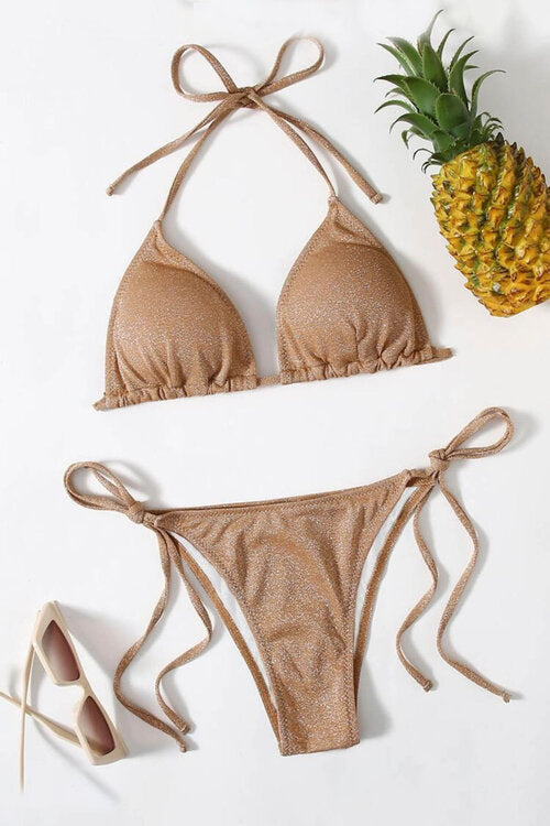 Maillot de Bain Pailleté Femme Champagne