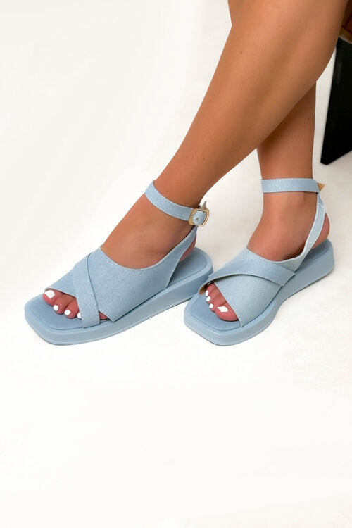 Sandales Denim Croisée
