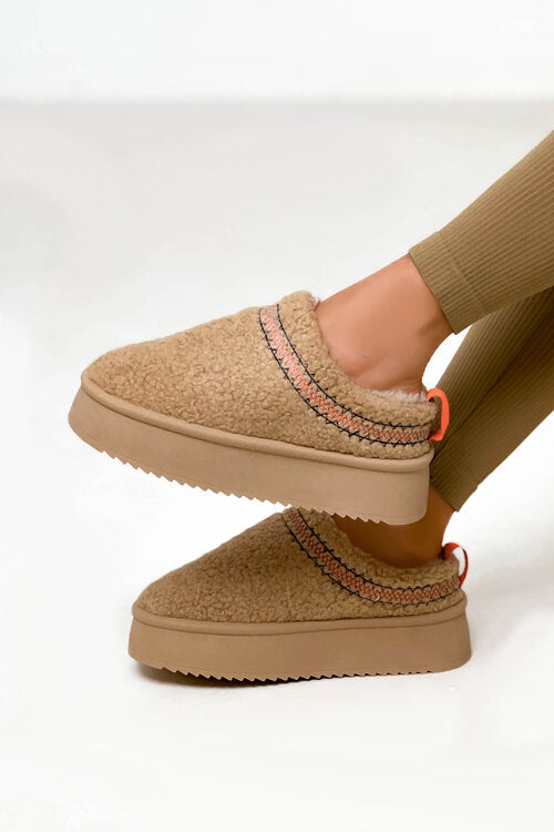 Mules moumoute liseré femme confort cocooning BLOOSHOP
