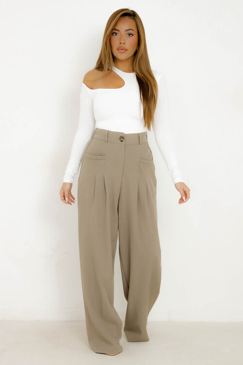 Pantalon à Pinces Poches Droites Femme