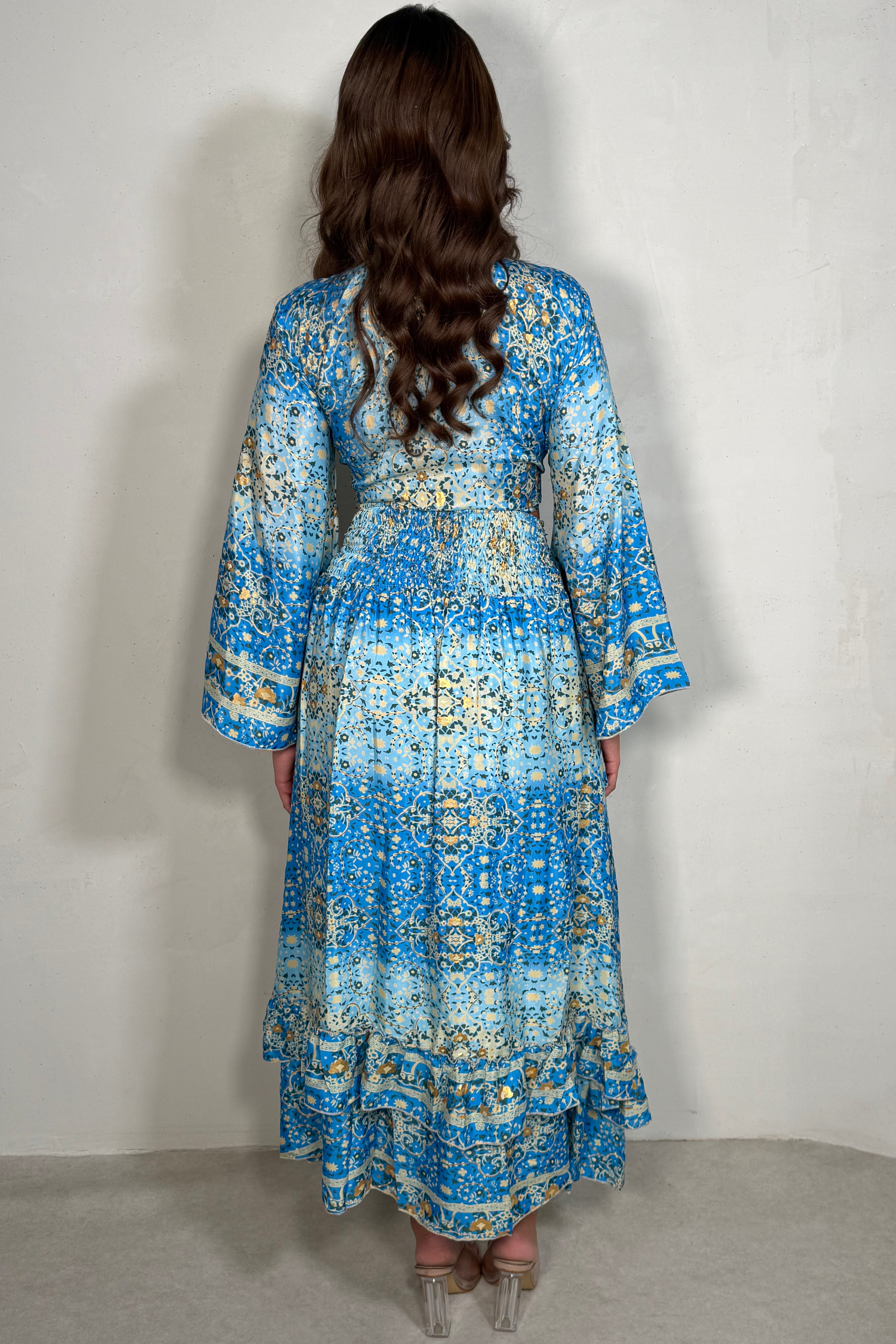 Ensemble Bohème Femme – Top Noué & Jupe Asymétrique Volantée