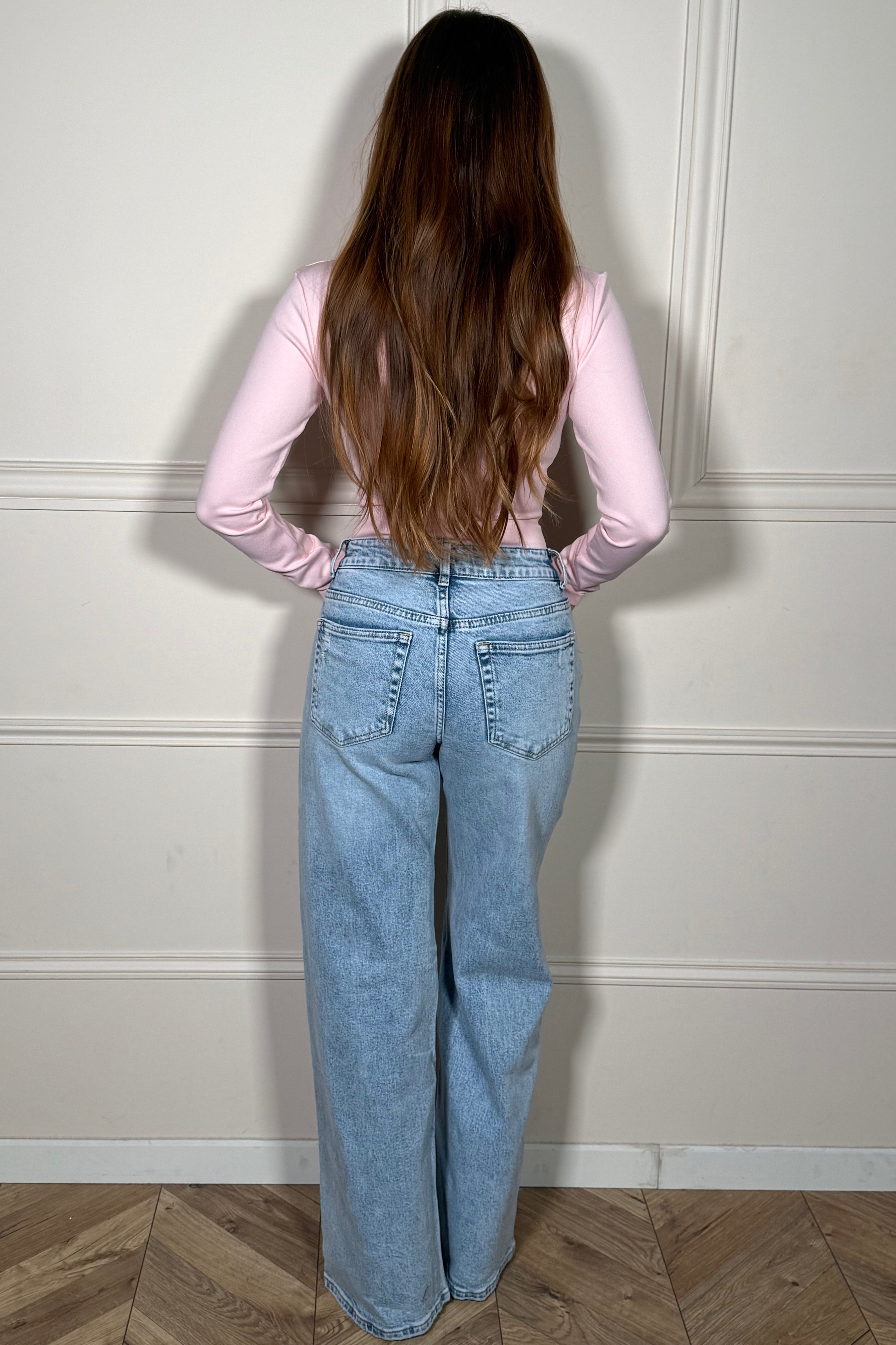 Jean Femme Délavé Coupe Large Bleu - Confort et Style Décontracté