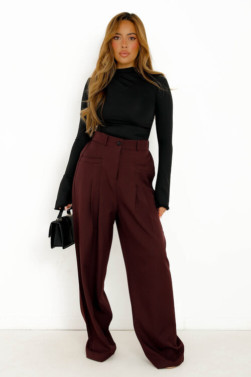 Pantalon à Pinces Poches Droites Femme