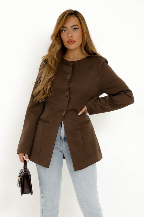 Blazer Col Rond Cintré