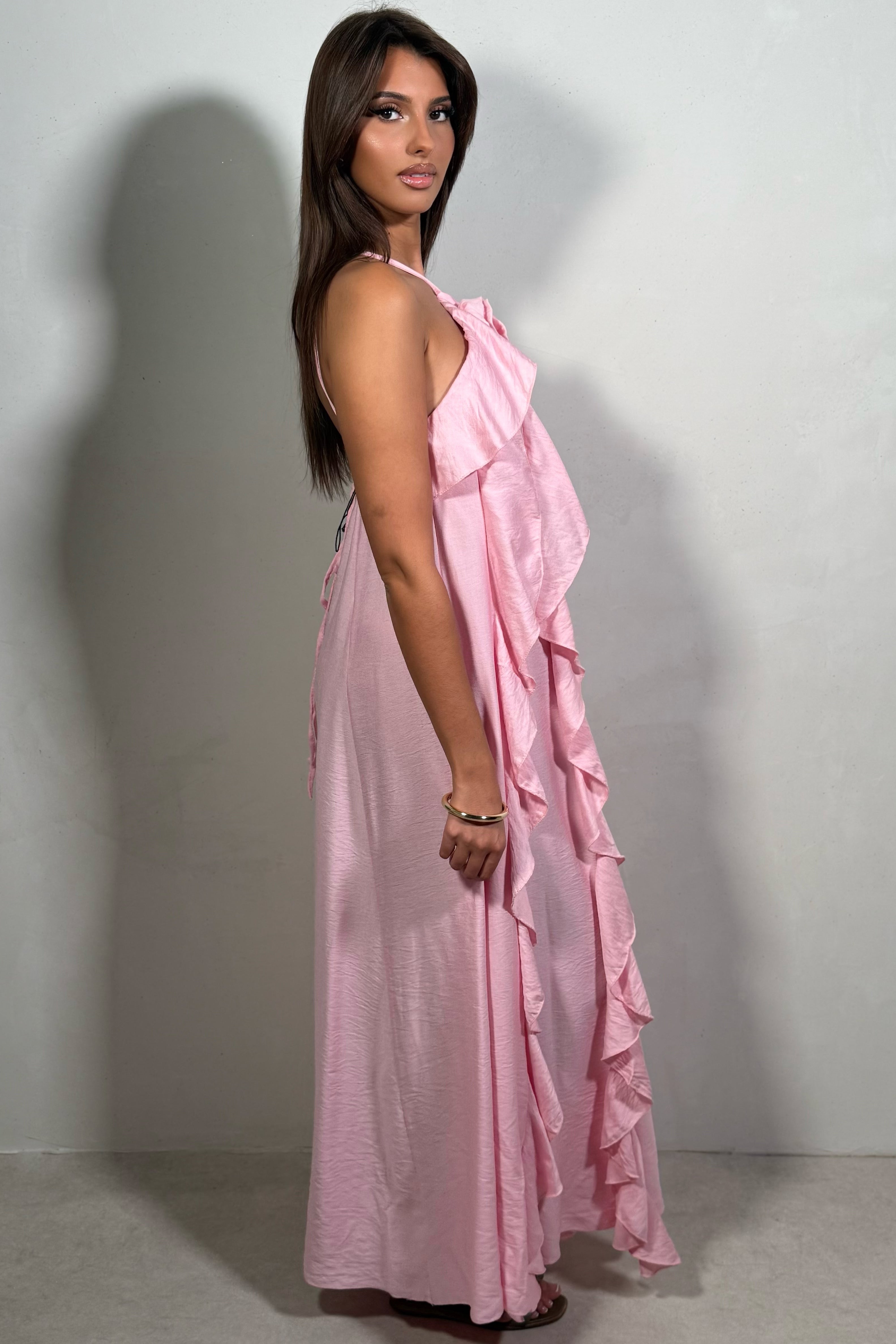 Robe Longue Femme à Volants et Imprimé Floral