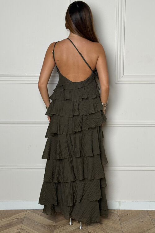 Robe Une Bretelle à Volants - Asymétrique Romantique Femme