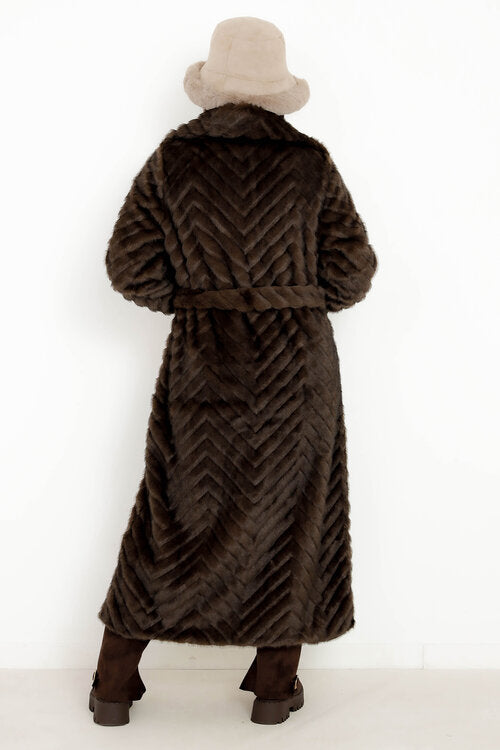 Manteau Fur Vegan + Ceinture Femme